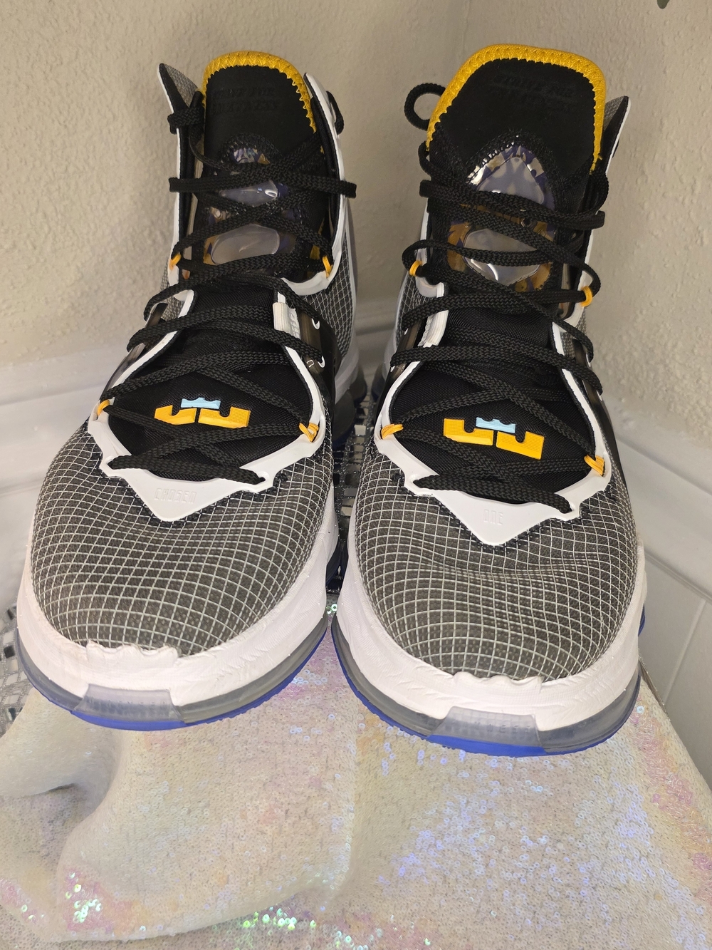 Lebron Nike Men's Black, White and Yellow Basketball Sneakers